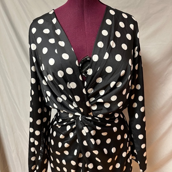 Nasty Gal Black and White Polka Dot Midi Dress - Picture 2 of 9